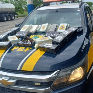 PRF apreende mais de 50kg de cocaína e arma de fogo em ônibus na BR-153